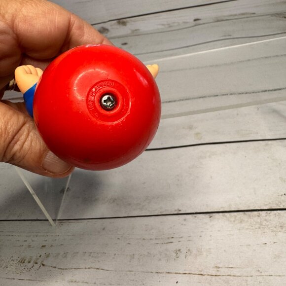 Vtg Playskool Weebles Wobbler Toy Boy Figure 1985 Red Base Yellow Hat Blue Shirt - Picture 5 of 5